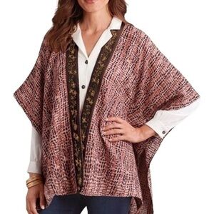 SOFT SURROUNDINGS Korra Tweed Beaded Detail Wrap Size OS